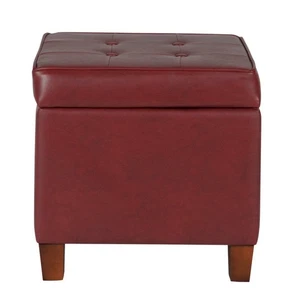 Benzara Square Shape Leatherette Upholstered Wooden Ottoman with Tufted Lift Off - Picture 1 of 5