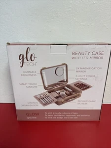 Glo Tech Beauty Case with LED Mirror Pink New in Box 5x Magnification - Picture 1 of 4