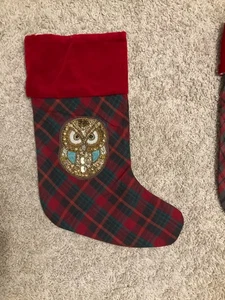 Potterybarn Schmuck Eule kariert Weihnachtsstrumpf - Bild 1 von 5