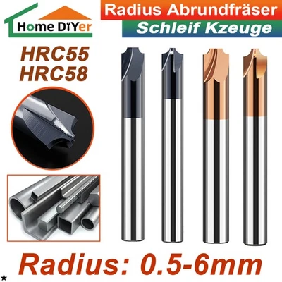 Viertelkreisfräser R0.5-R6 Hartmetall Radiusfräser CNC-Schaftfräser HRC55/HRC58 - Bild 1 von 4