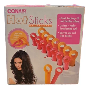 CONAIR Hot Sticks Hairsetter 14 Flexible Soft Rollers Pink and Orange - Picture 1 of 2