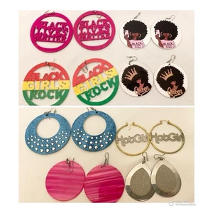 (8) Lot BLM Black Lives Matter Large Circle Earrings Jewelry Queen Rasta - Picture 1 of 6