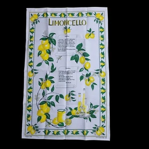 Toalla de Cocina con Receta de Limoncello -100% Algodón Hecho en Italia 22"x 34" - Imagen 1 de 5