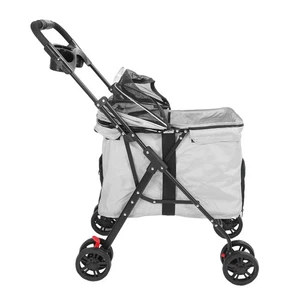 Foldable Pet Stroller 360° Front Wheel Dog Strolling Cart For Medium Large Dogs - Picture 1 of 24