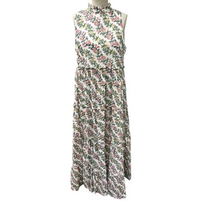 Oliphant Dress Medium Pink Metallic Floral Tiered Maxi Boho Peasant Cottage Core - Bild 1 von 5