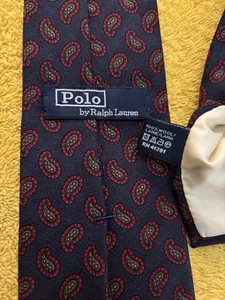 NWOT Ralph Lauren Polo 100% Wool Challis Blue Foulard Tie 3.5x57 Made in Italy - Picture 1 of 11