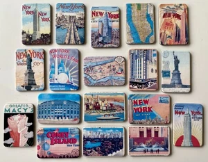 Imanes vintage de la ciudad de Nueva York: 2,5" x 1,75": juego de 18 - Imagen 1 de 3