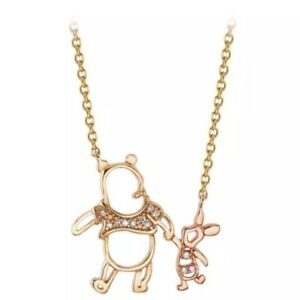 0.35Ct Round Simulated Diamond Pooh & Piglet Pendant 14K Two Tone Gold Plated
