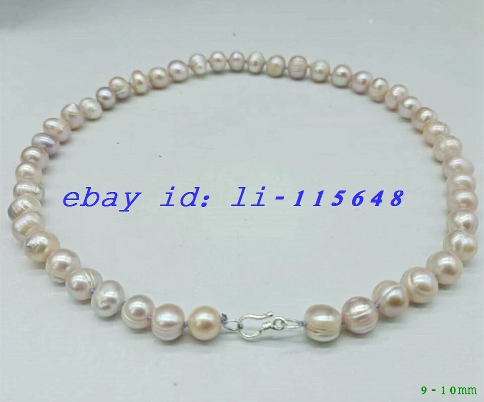 Ожерелье с настоящим жемчугом качественное белое 9-10 мм разноцветное пресноводное культивированное 18 дюймов подарок - Изображение 1 из 4