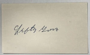 Lefty Grove (d. 1975) Signed Autographed Vintage 3x5 Index Card - Picture 1 of 2