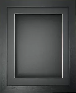 3D 20mm Deep Box 14"x11" Flat Black Black Mount Picture Frame Medal Scrabble - Picture 1 of 3