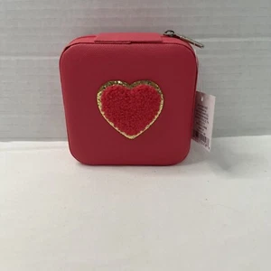 Small Travel Jewelry Case Pink Heart - Picture 1 of 12