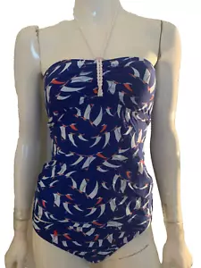 NEW Ralph Lauren summer swimsuit tankini top sailing boats blue white red size S - Picture 1 of 9