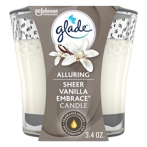 Glade Candle Jar Air Freshener Sheer Vanilla Embrace 3.4 Oz - Picture 1 of 12