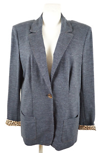 Laurel Blazer Damen Größe 46 Blau Jeanslook Leopard Jacket Sakko Denim Taschen