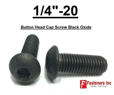 1/4-20 Button Socket Head Cap Screws Allen Hex Black Oxide Alloy Steel 1/4"-20 - Image 1 of 2