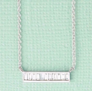 Baguette Diamond Bar Necklace ¼ Ctw 14Kt In Yellow White or Rose Gold - Picture 1 of 10