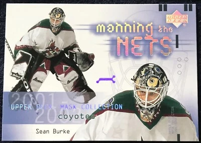 Sean Burke UD Mask Collection Manning The Nets card 123, 2001 -02 NHL, Coyotes - Image 1 of 2