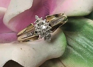 Vintage 10K Solid Gold Diamond Engagement Promise Ring Sz 6.5 Marquis Tier Head - Picture 1 of 10
