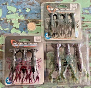 LOT 10 FISHING LURES NIP SOFT PLASTIC NEW Savage Gear 3D Crayfish Floating CRAW - Picture 1 of 8