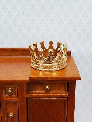 Tiny Miniature Crown Gold Metal for Dolls Dollhouse Works with 1:12 Scale - Image 1 of 4