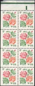 US #1737a Medallion Roses booklet pane of 8 15c, 1978, MNH - Picture 1 of 1