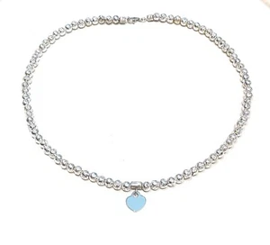 Collana choker pietra lavica argento sterling cuore rodio bianco - Foto 1 di 5