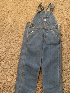 CARHARTT BIB OVERALLS 4T UNISEX DENIM POCKETS KIDS TODDLER MASTER CLOTH - Picture 1 of 5