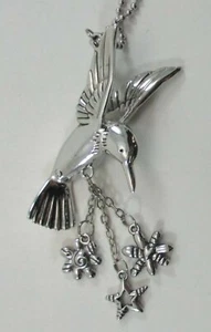 W1 HUMMINGBIRD CAR CHARM mirror ornament healing ganz eg0595 silver rearview - Picture 1 of 10