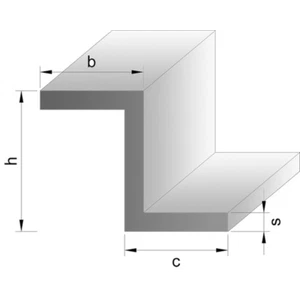 Aluminium-Z-Profil 25,0 x 17,0 x 17,0 x 2,0 mm, pressblank, roh - Bild 1 von 1