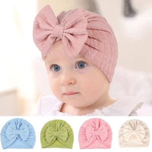 Newborn Baby Cute Turban Jacquard Hospital Beanie Bow Cap Infant Girls Soft - Picture 1 of 18