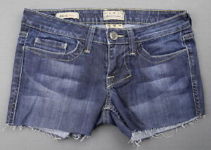 Womens William Rast Cut Off Jean Shorts Belle Flare Flap Pocket Sz 27 (Waist 29)