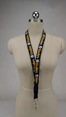 Nuevo Llavero NFL Negro Cordón H&L Breakaway Doble Cara Pittsburgh Steelers Foto 1 de 4