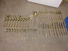 William Rogers And Sons China gold Plate Enchanted Rose Pattern? Silverware 50pc