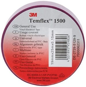 3M Temflex 1500 PVC Electrical Insulation Tape Brown 19mm X 25m