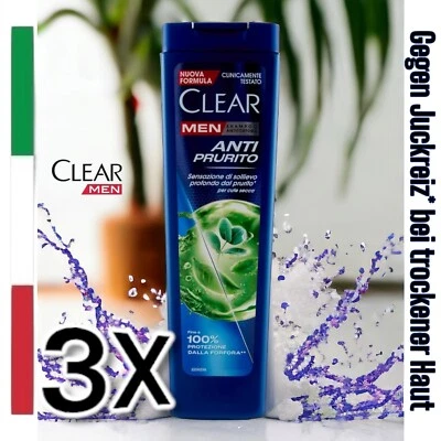 3X CLEAR Men Anti-Schuppen Shampoo ANTI PRURITO, (3X 225ml)  - Bild 1 von 3