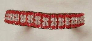 Rot & Klar Perlen Gewebt Draht Armband 11/2 Zoll für Bauchtänzerin oder andere - Bild 1 von 2
