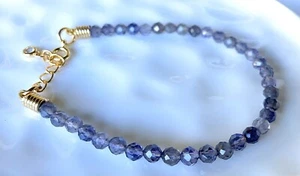IOLOITE MINIMALIST  3mm gemstones adjustable extension chain gift idea - Foto 1 di 4