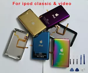 NUOVO back cover in metallo e cavo audio per iPod Video 5 5.5th Classic 6/7th Thin/Spesso - Foto 1 di 12