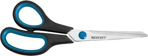 Westcott 8 Inch Easy Grip Left Handed Soft Grip Scissor Black/Blue School Home - Picture 1 of 5