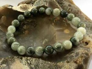 Natur Edelstein Armband grün Gras Stein elastisch Perlen Schmuck Geschenk - Bild 1 von 2
