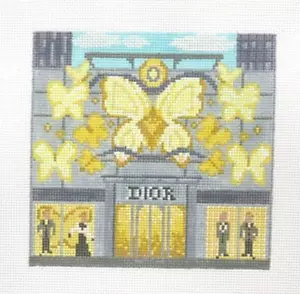 The Gingham Stitchery Dior Storefront Handpainted Needlepoint Canvas - Picture 1 of 1