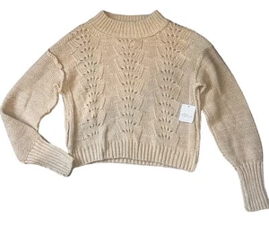 Free People Women's Bell Song Pullover Cropped Sweater Sandcastle XS NEW - Picture 1 of 5