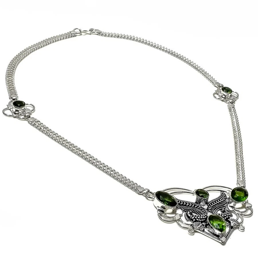 Green Peridot Gemstone Handmade 925 Sterling Silver Jewelry Necklaces Sz 22" - Image 1 of 1