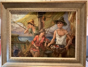 Large Vintage Original Oil Painting signed Nino Salvadori Esposito - Picture 1 of 17