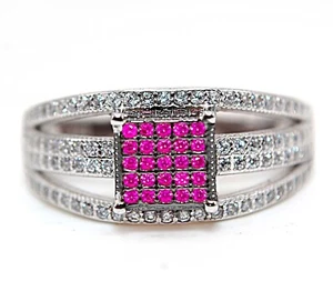 1CT Treated Ruby & Topaz 925 Solid Sterling Silver Ring Jewelry Sz 7 - Picture 1 of 3