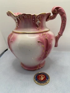 1914Antique Haynes Baltimore Nouvelle Pink/White Pitcher W/Gold Gilt  Marked 330 - Picture 1 of 5