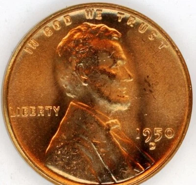 1950-D LINCOLN CENTS BRILLIANT UNCIRCULATED NICE RED COIN - Image 1 of 3