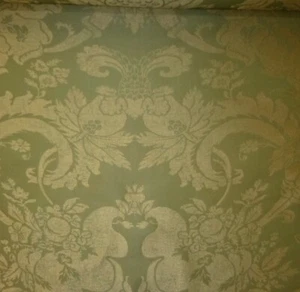 Beacon Hill Leaf Stencil Mint Julep Damask Fabric - Picture 1 of 14