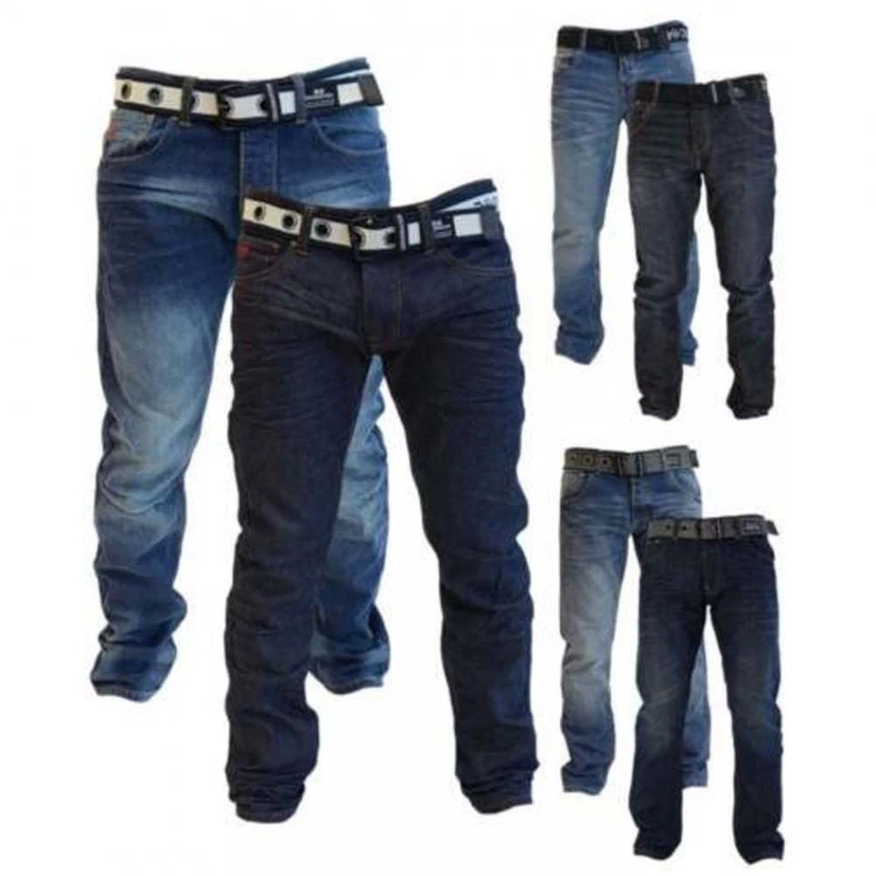 NEW MENS CROSSHATCH STRAIGHT LEG DARK BLUE JEANS SMALL TO KING SIZE BNWT - Image 1 of 1